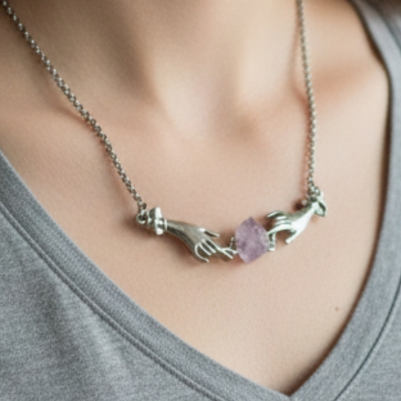 Jewelry - Silver and Purple Handcrafted Necklace